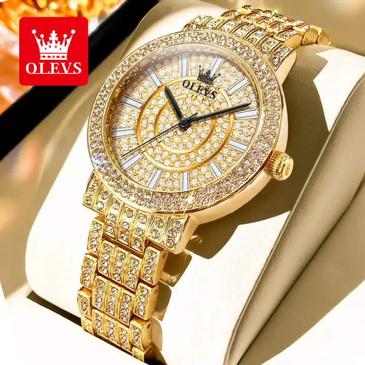 Женские Кварцевые водонепроницаемые часы из нержавеющей стали с бриллиантами