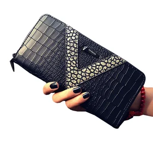 women wallet crocodile pattern purse female long wallet coin purse fashion zipper bag for women card holders clutch money bag free global shipping