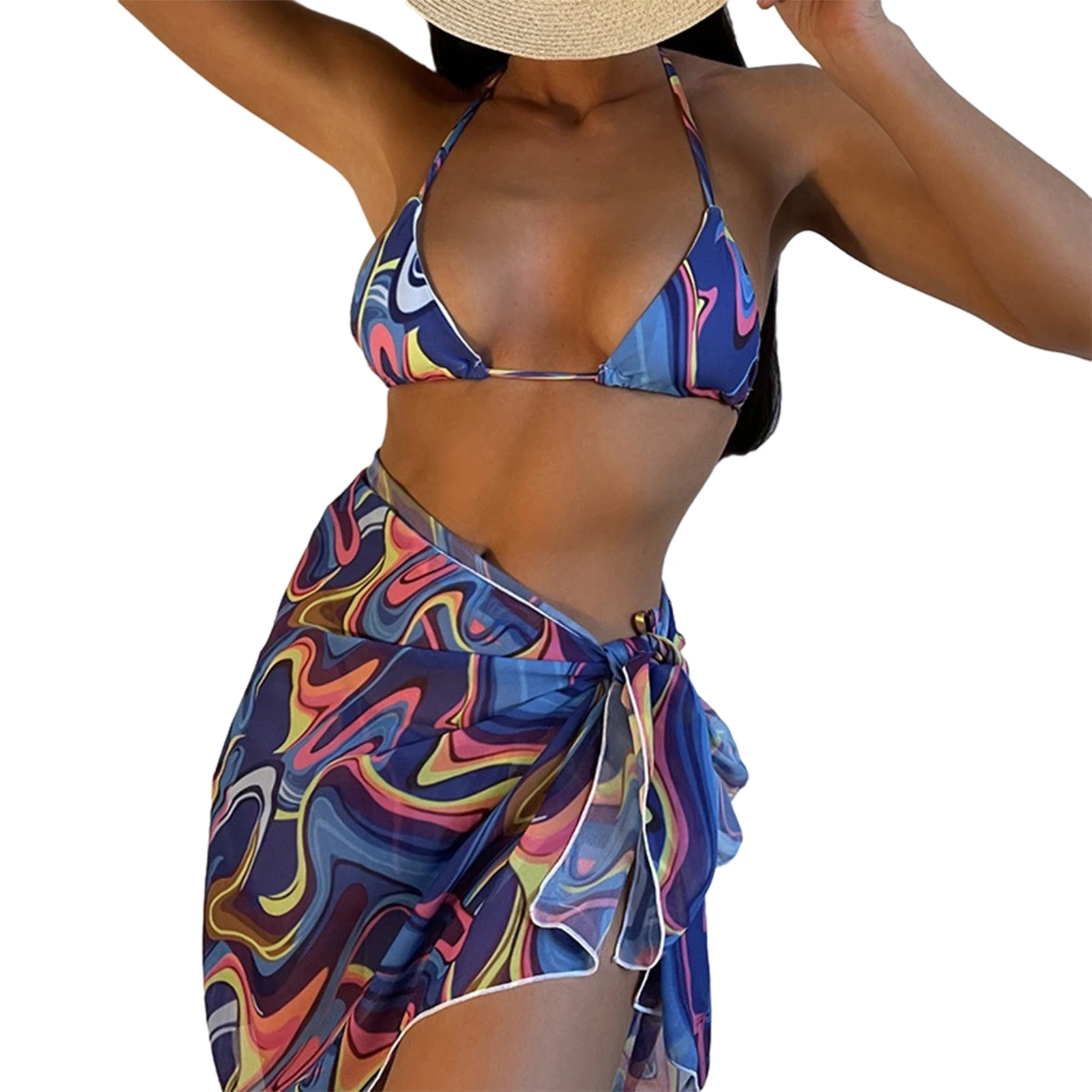 Fashion Women's Swimsuit Sexy Tie Bikini Thin Bathing Suit for Summer Beach for Summer Beach Sexy Three Piece