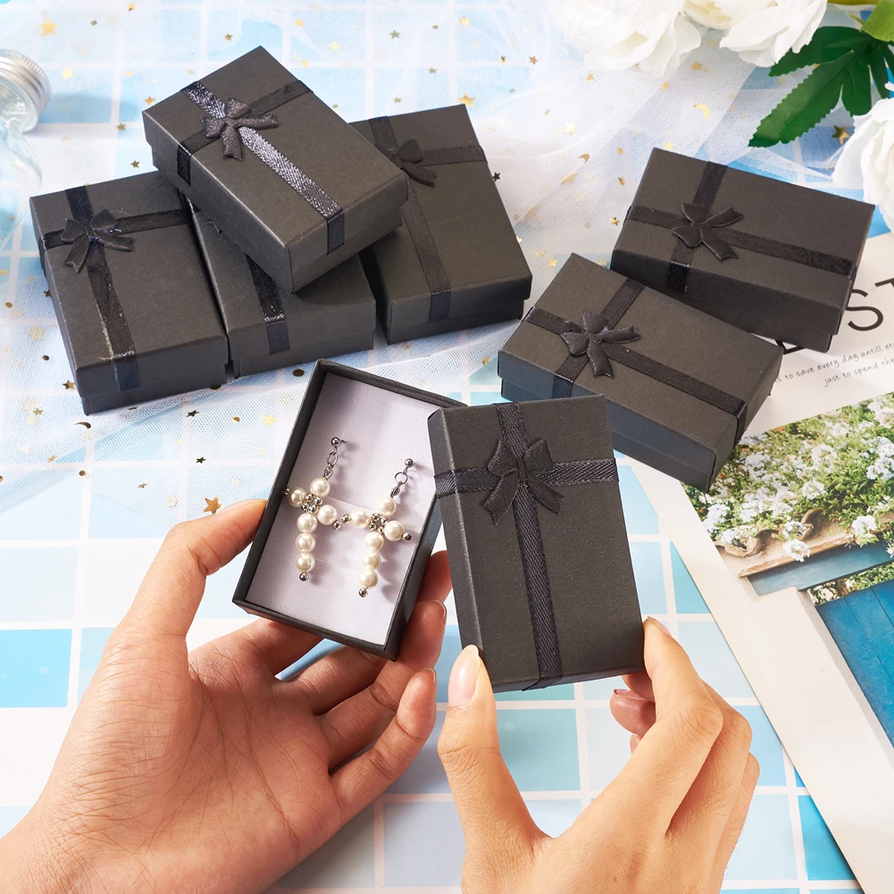 12 шт. бумажные подарочные коробки для украшений картонные с бантом подарков