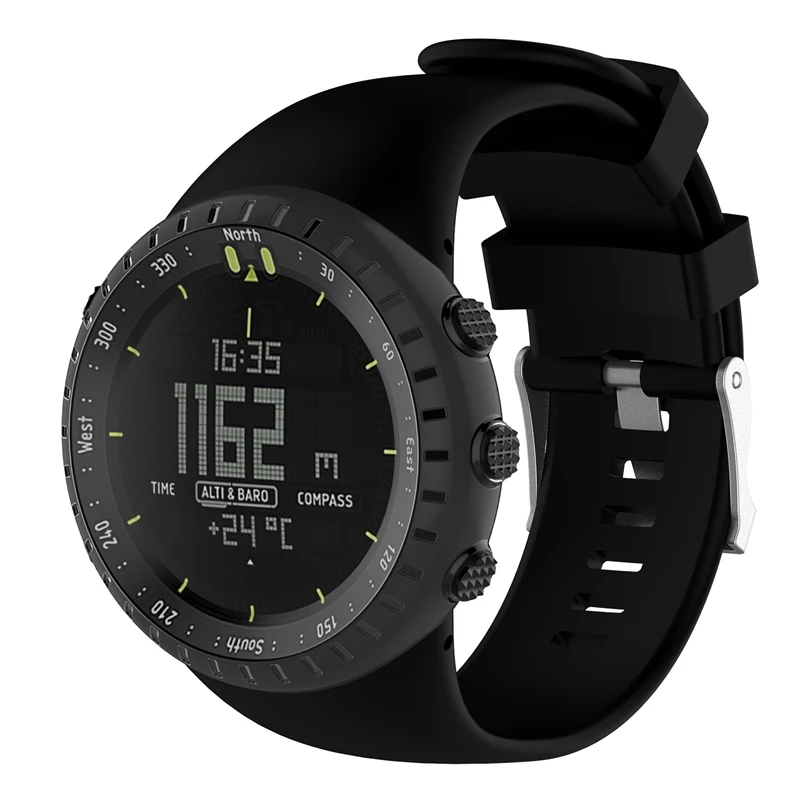 Ремешок силиконовый для наручных часов Suunto Core спортивные часы черного цвета