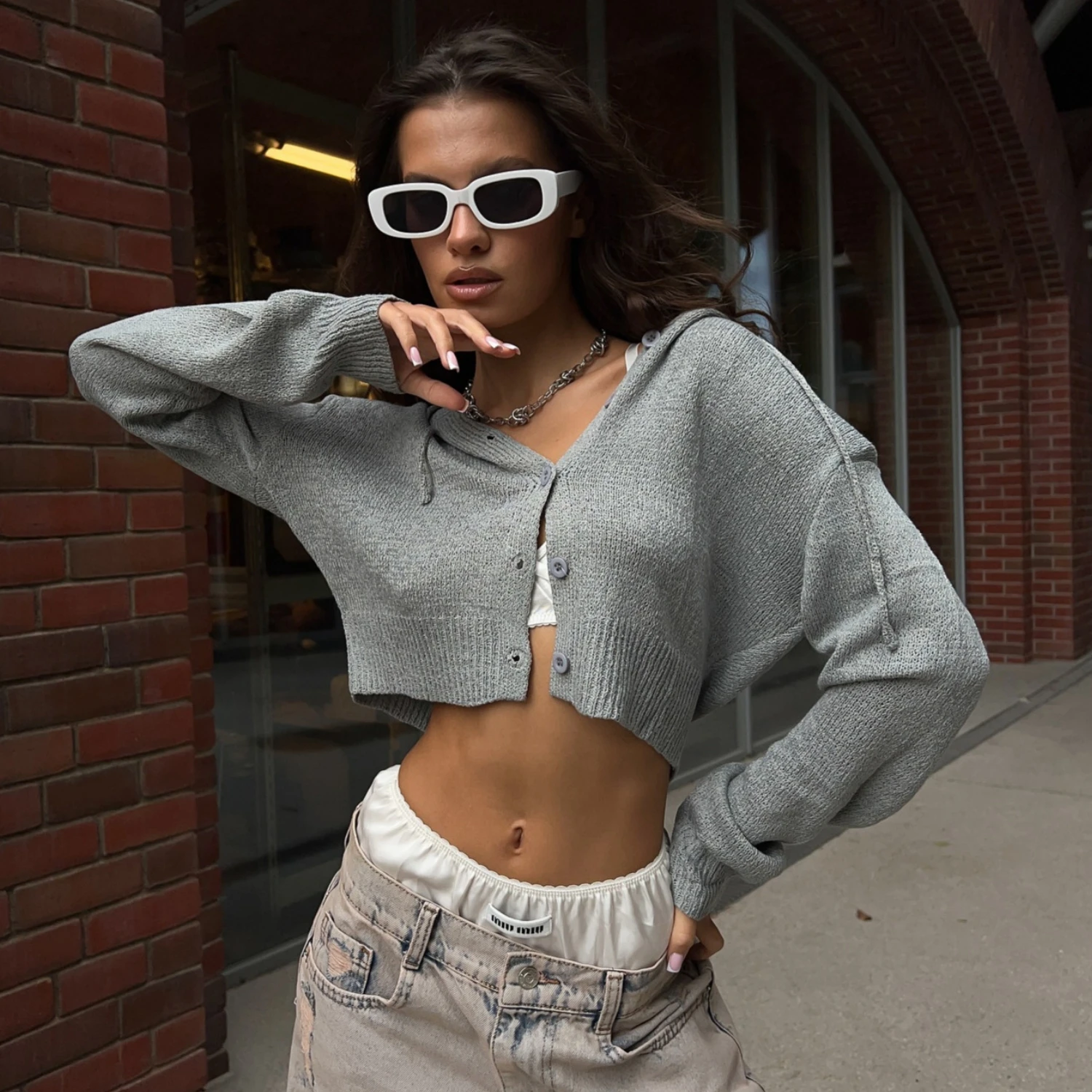 Укороченный комплект Caregan для женщин уличные короткие свитера сексуальная