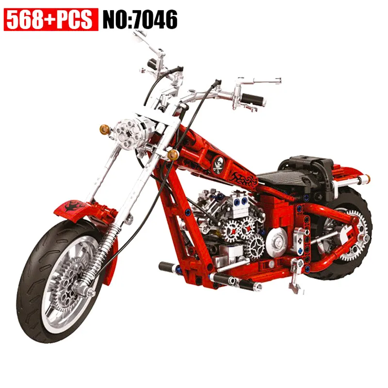 

568pcs Diy High-tech City Speed Series Cruising Motorcycle Building Blocks Motor Bike Bricks DIY Toys For Children Xmas Gifts