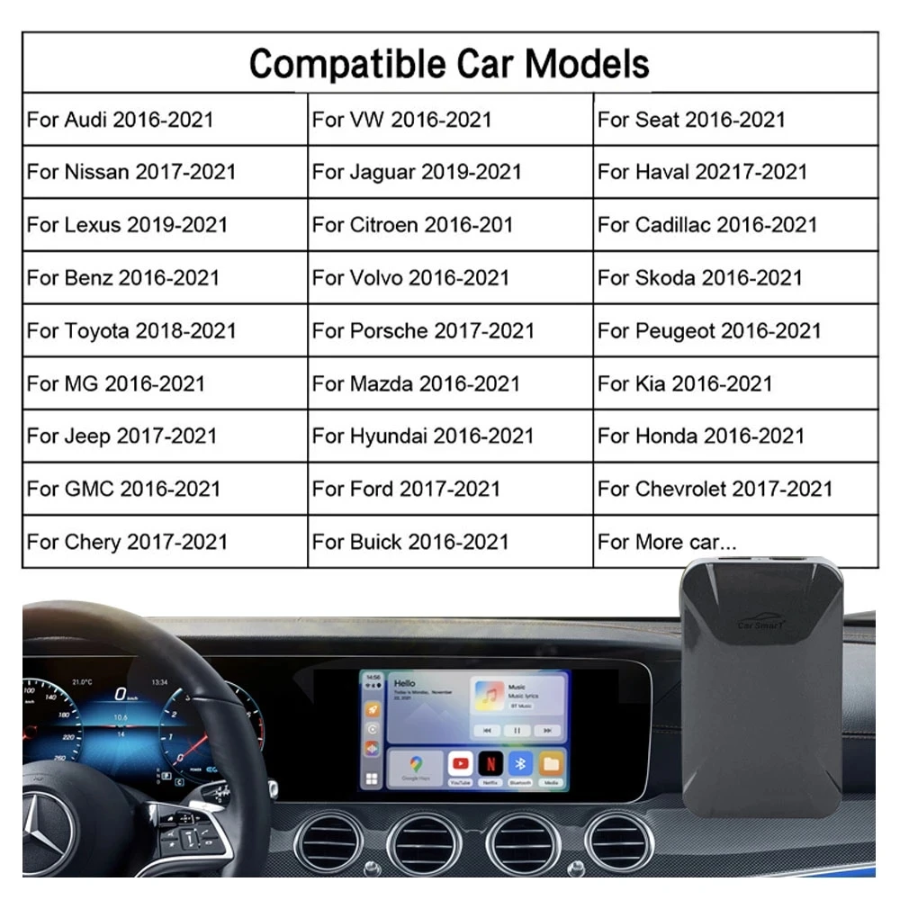 Carplay Android AI Box 4G + 64G Мультимедиа AI Box для автомобилей с OEM Carplay беспроводной Android Авто добавить Android 9,0 для Заводского Радио (art.: 3920bc2a91b32) - 3920bc2a91b32