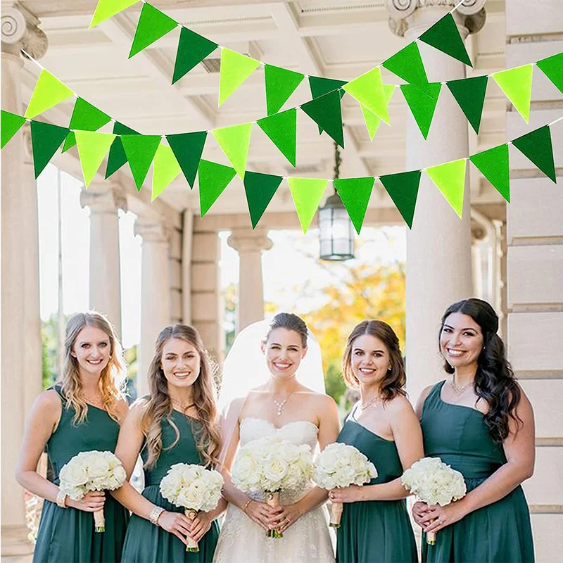 Зеленые искусственные украшения треугольный флаг выемка баннер подвесной