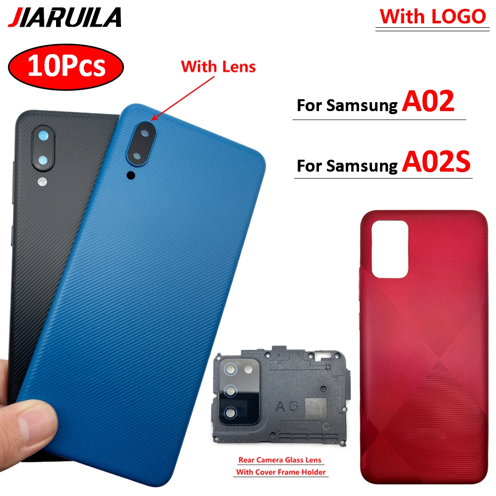 

10Pcs，Battery Back Cover Glass Rear Door Housing Replacement For Samsung A03 Core A02 A02S With Lens With Cover Frame Holder