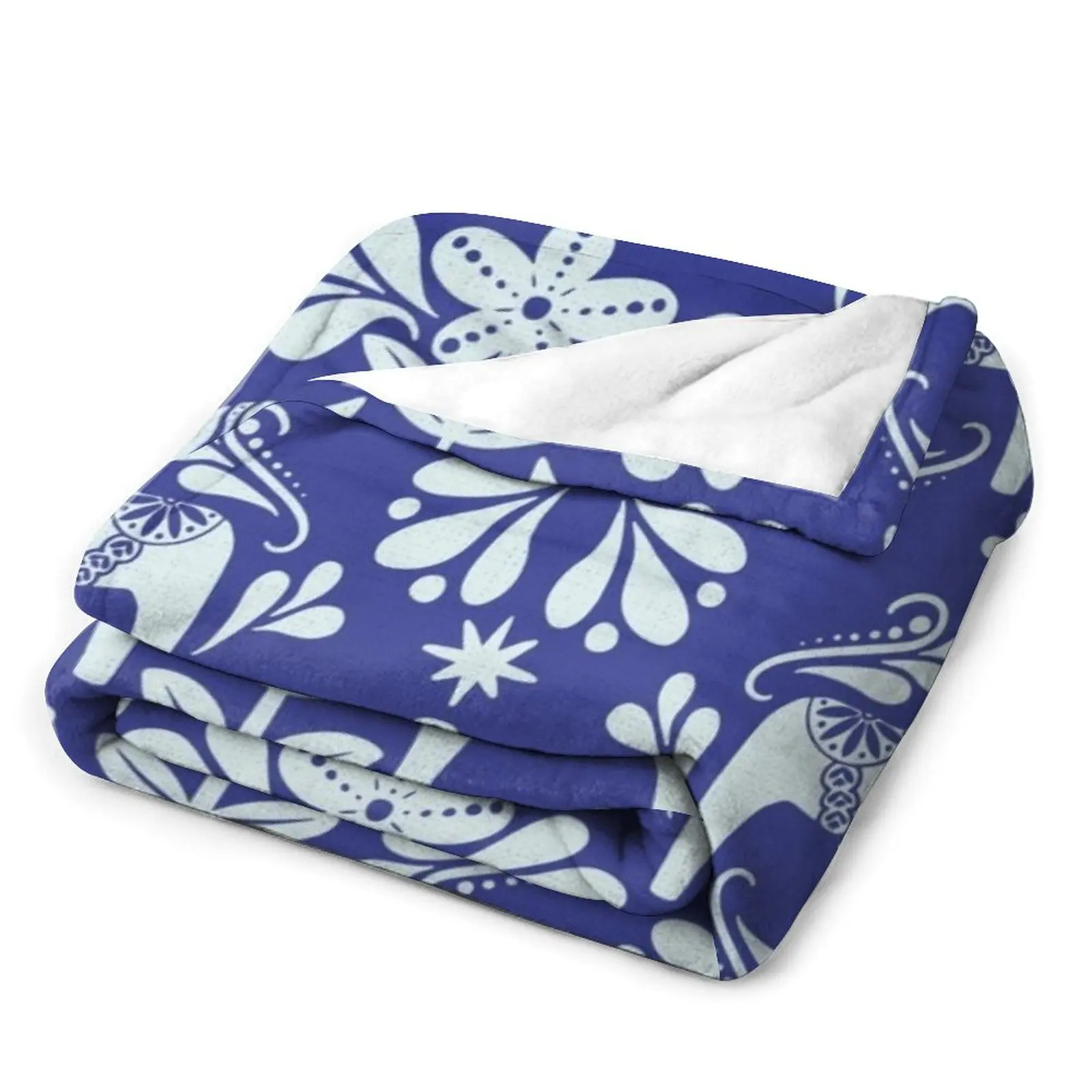 Фольклорное искусство диванное одеяло с кобальтовым синим и Кремовым покрытием