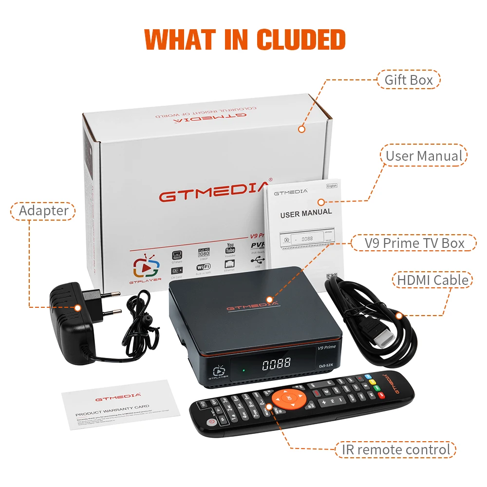 GTMEDIA Новый ТВ-приемник V9 Prime Set Top Box с поддержкой DVB-S/S2/S2X IKS Ccam M3U Самая стабильная