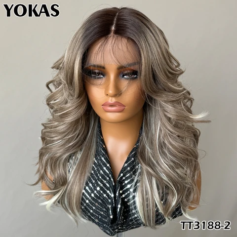 Синтетический парик YOKAS 18 дюймов объемная волна блондинка