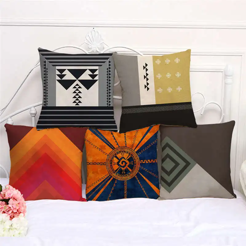 

Throw Pillow Case Mandala Bohemia Aztec Pattern Cushion Cover 45x45cm Home Living Room Decoration Linen/Cotton Pillowcover Decor