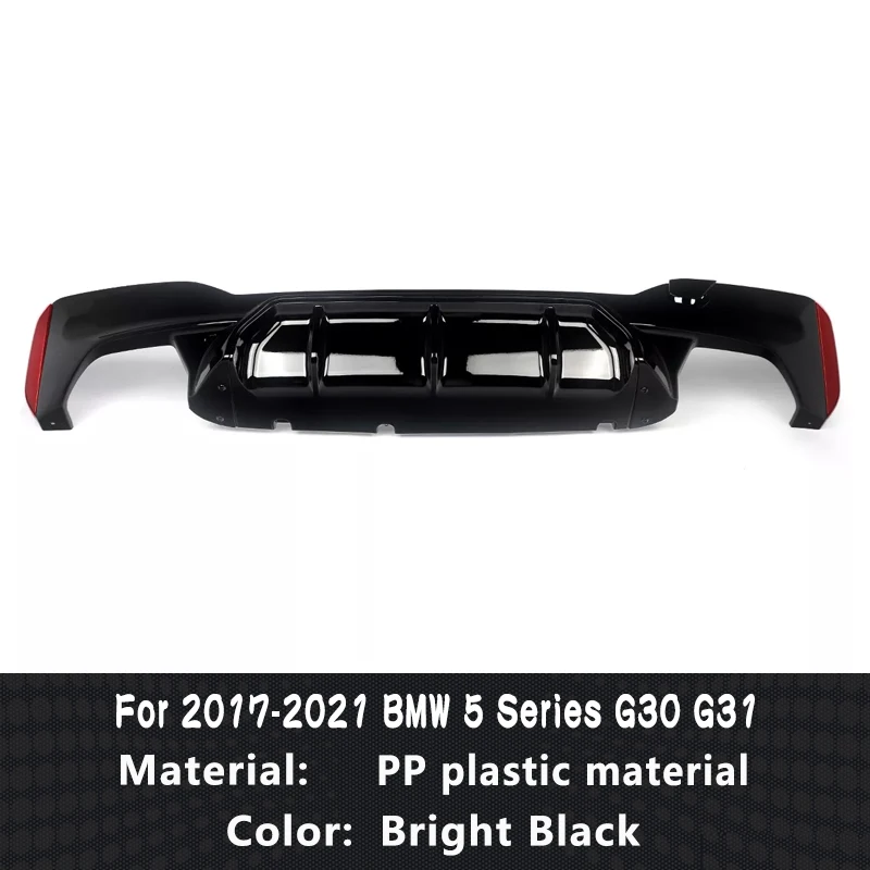 

Черный глянцевый диффузор для заднего бампера M5 для 2017-2021 BMW 5 серии G30 G31, комплект для заднего бампера, спойлер, автозапчасти, аксессуары