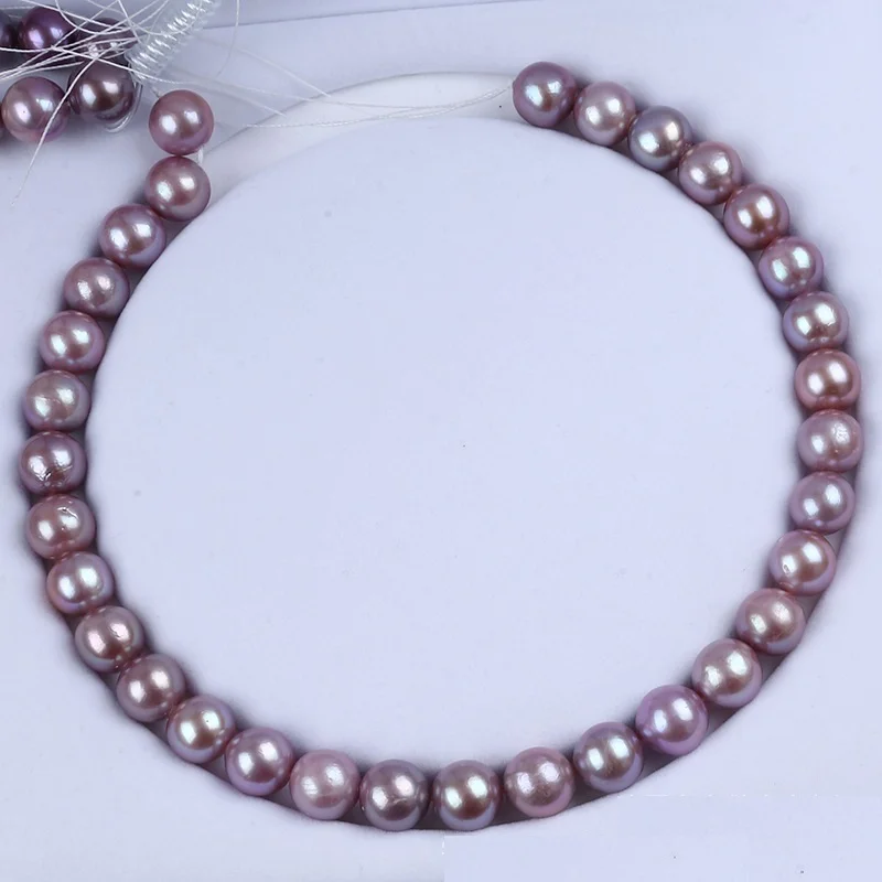

Huge Elegant 18"11-12mm Natural Sea Genuine Purple Round Pearl Necklace Woman Free Shipping Chains תכשיטי פנינה אמיתית