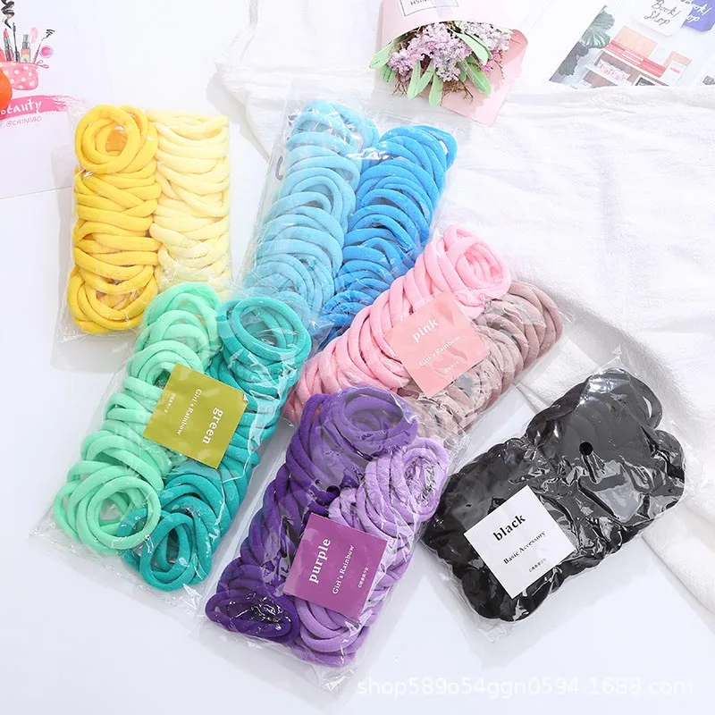 

Ornaments Elastic Girls Hair Accessories 50Pcs/Pack Headwear Rubber Band Ponytail Holder Colorful Korean Style