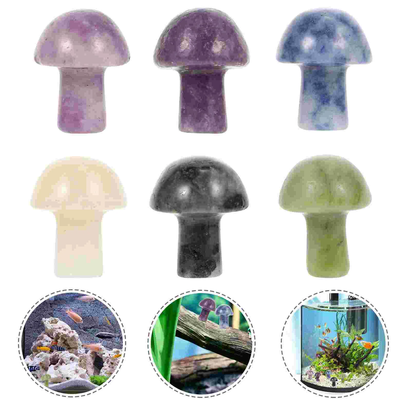 

Mushroom Mushrooms Tiny Mini Crystals Ornamentsstatue Flowerpot Ceramic Toadstool Miniature Stone Sculptures Gemstone Figurines