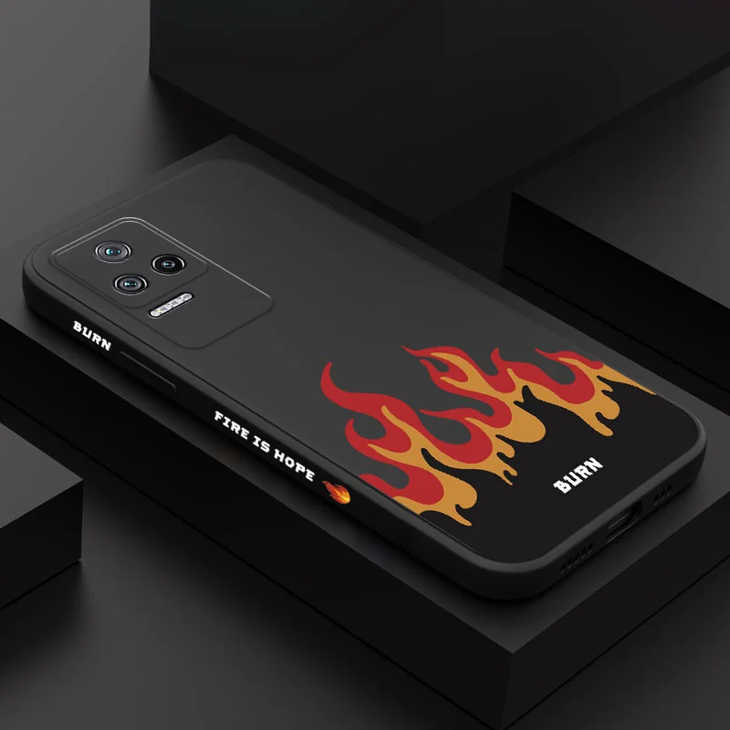 

Fierce Fire Phone Case For Xiaomi Poco M5S X5 F5 F4 X4 M5 M4 F3 X3 M3 F2 X2 Pro C40 4G 5G GT Liquid Silicone Cover