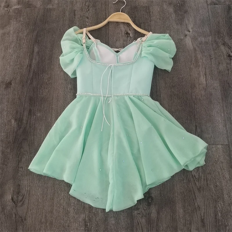 Lyrical танцевальное платье для девочки мятно-зелёное хлопок