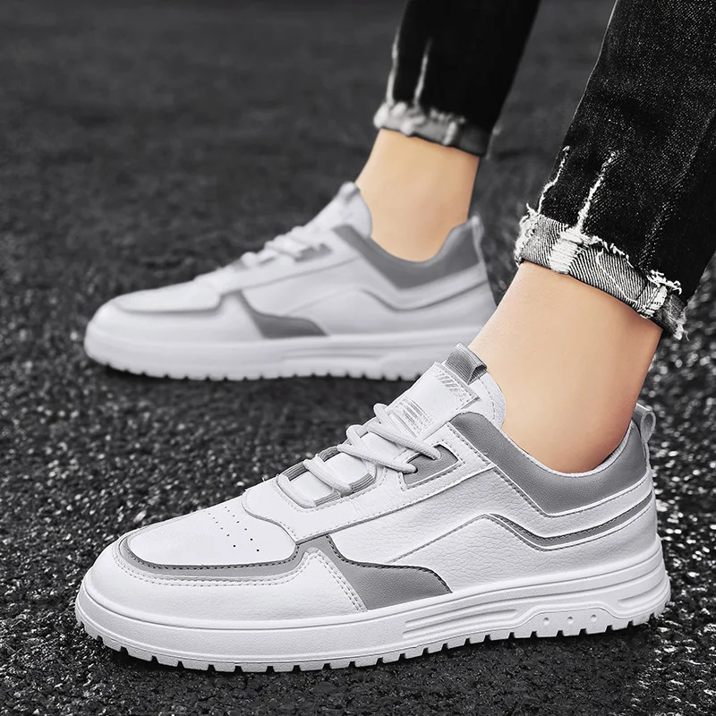 New 2022 Spring and Autumn Fashion Men's Casual Sneakers Trend Small White Shoes Men's Round Toe Lace Up Casual Sneakers Size 44