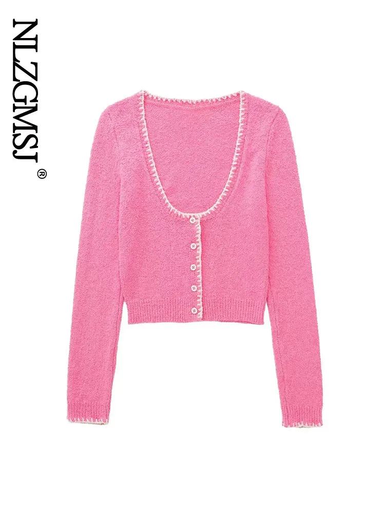 

Осень-весна 2022, вязаный свитер Nlzgmsj ZBZA, кардиган, элегантный женский кардиган в клетку с круглым вырезом и пуговицами, пальто для женщин 202203