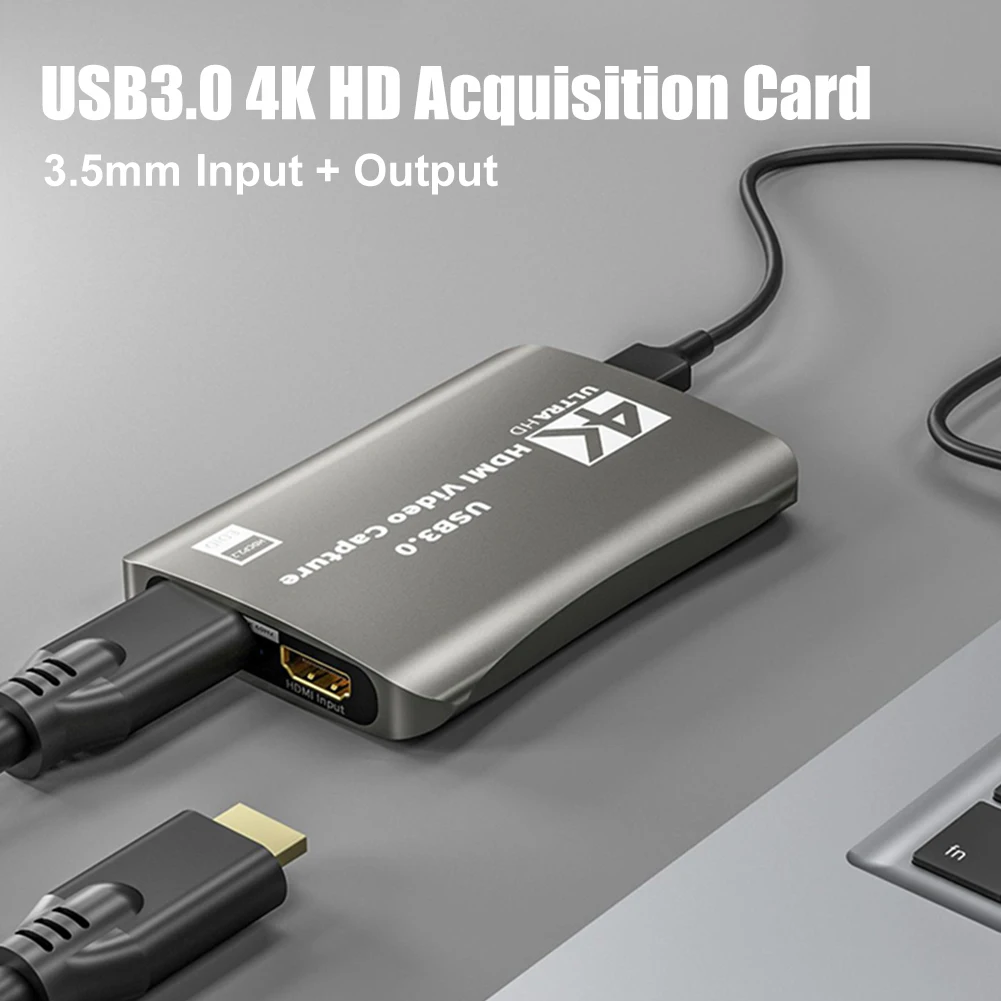 Карта видеозахвата HD 4K 60fps USB 3 0 с выходом HDMI-совместима потоковой передачей аудио