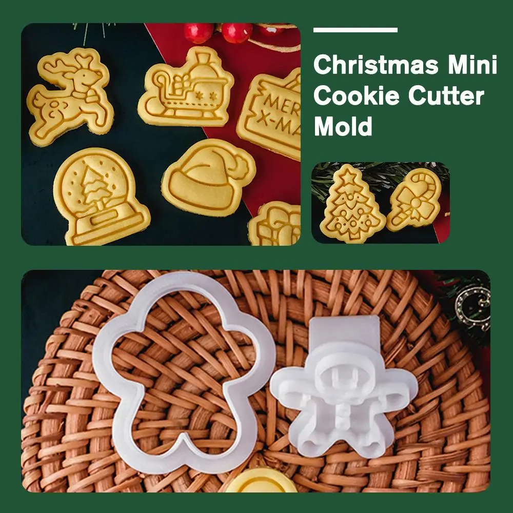 

Christmas Mini Cookie Cutter Mold Plastic 3D Santa Decorating Biscuit Stamp Elk Pastry Gingerbread Cake DIY Man Tools Carto X7H2