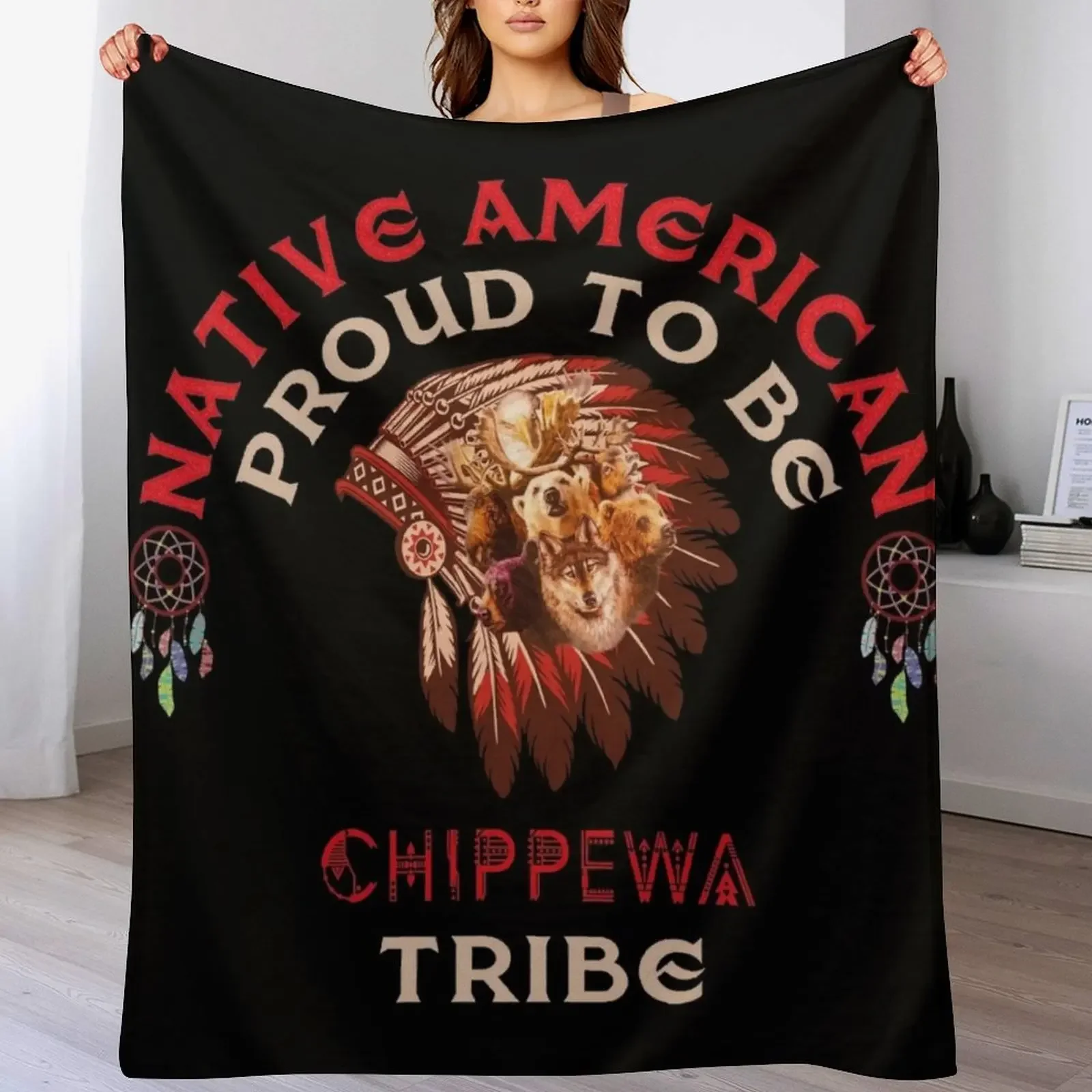 Одеяло Native American Proud To Be Chippewa Tribe Роскошные дизайнерские декоративные волосатые
