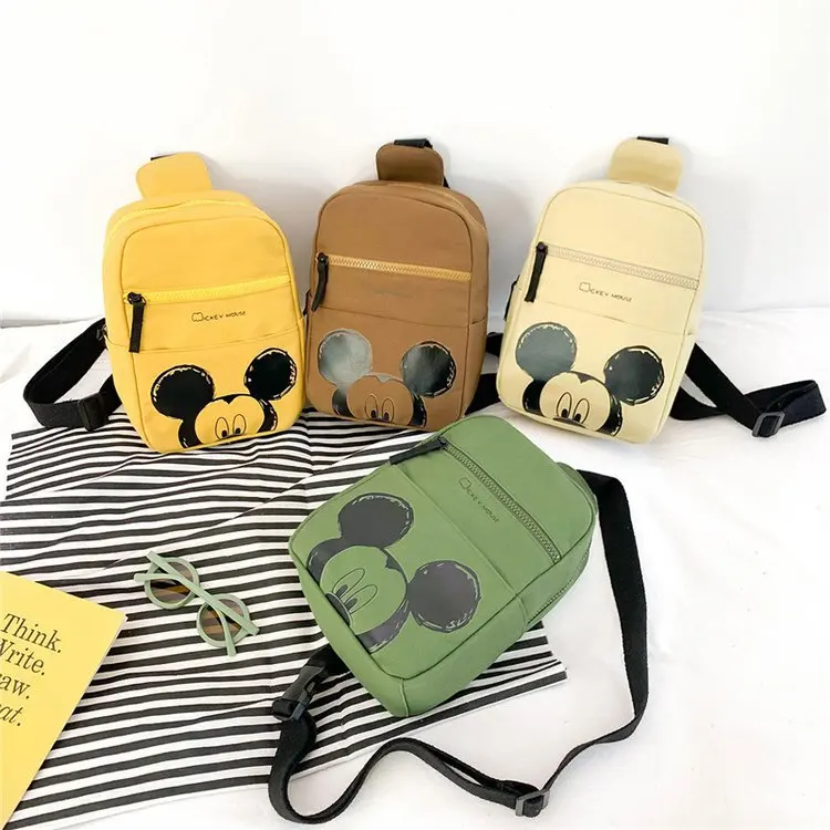 Children's Chest Bag Messenger Bag Cartoon Mickey Mouse New Boy Girls Shoulder Bags Baby Cute Canvas Waist Bag Anime Coin Purse