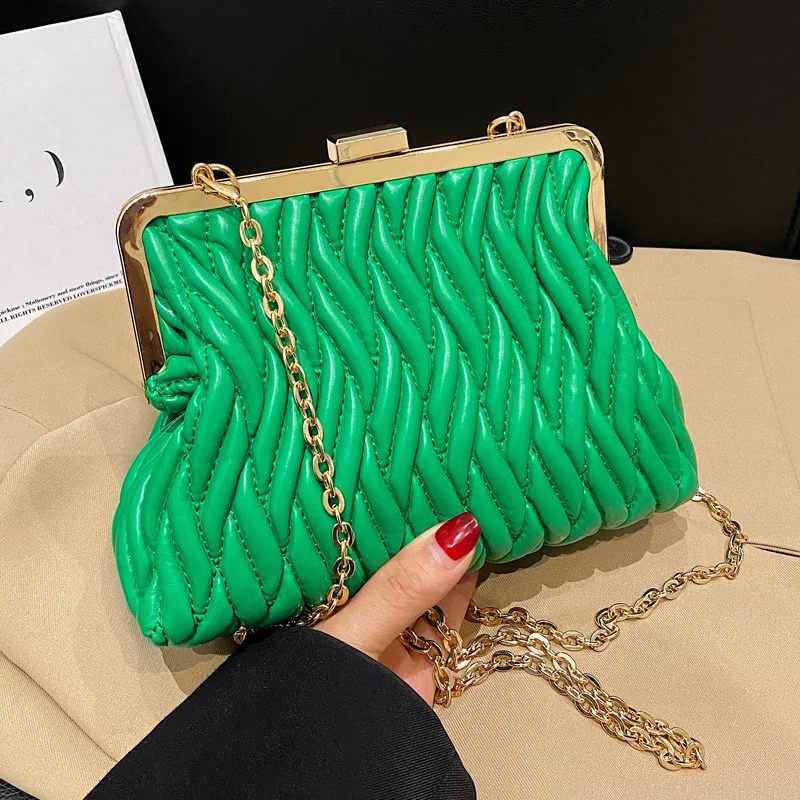 

Роскошная женская сумка через плечо со складками и цепочкой, дизайнерская сумка-Кроссбоди, Свадебный зажим, вечерние клатчи