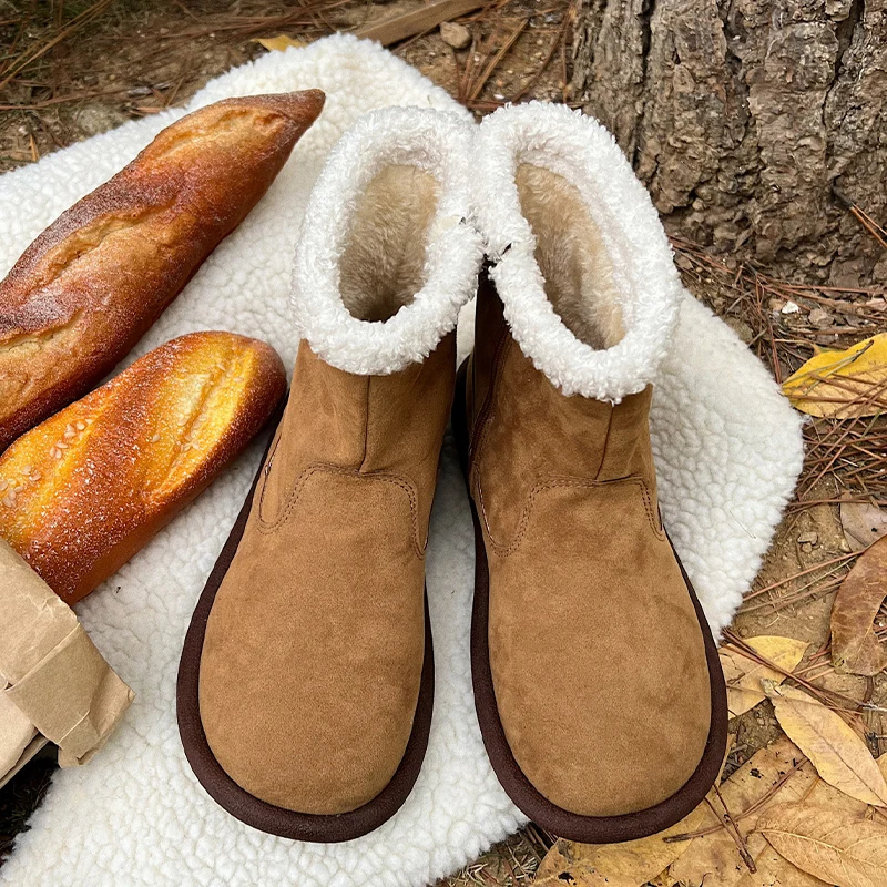 

Women Platform Shoes Flats Warm Snow Chelsea Boots 2022 New Winter Suede Short Plush Ankle Boots Sport Goth Causal Boots Mujer