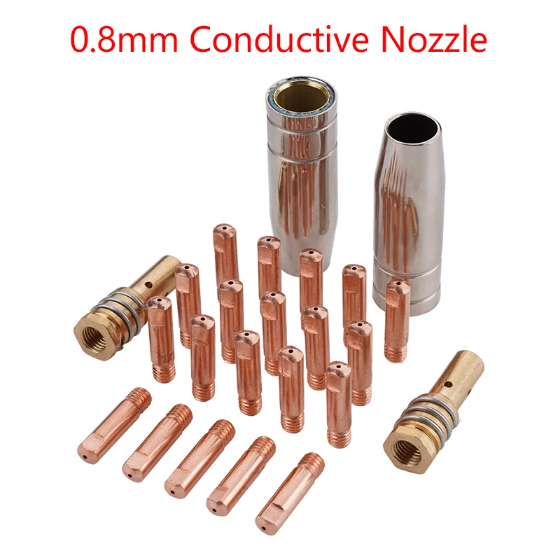 

25pcs 0.8mm Welding Nozzle Contact Tips Gas Diffuser Connector Holder Torch Contact Semi-automatic Welding Nozzle
