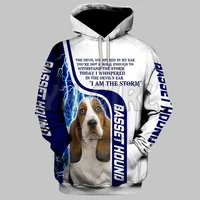 lightning basset hound 3d printed hoodies unisex pullovers funny dog hoodie casual street tracksuit
