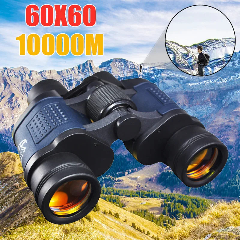 

Походный бинокль 60X60 большой радиус 15000 м HD мощный телескоп туристический бинокль дальнего радиуса действия мощный бинокль для охоты
