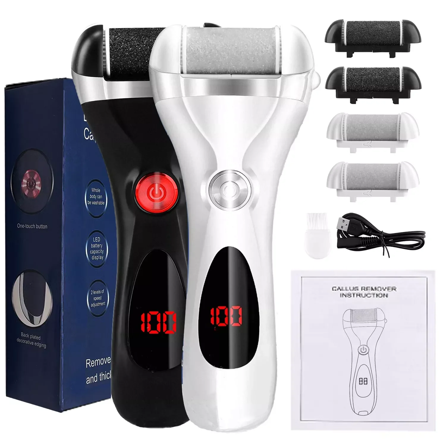 

Electric Foot File Grinder Callus Remover Hard Cracked Dead Dry Skin Removal Feet Pedicure Tools Rechargeable Foot Care Tool