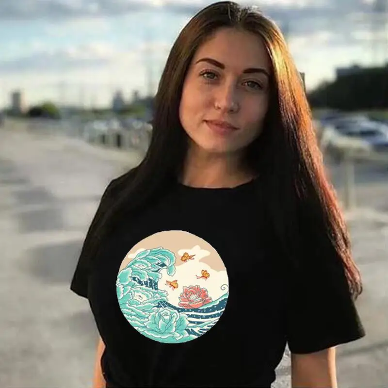 

Women T-Shirt Fashion Butterfly Print Cotton Tee Shirt Femme Summer Short Sleeve Casual T Shirt Women Tops Harajuku Blusas Mujer