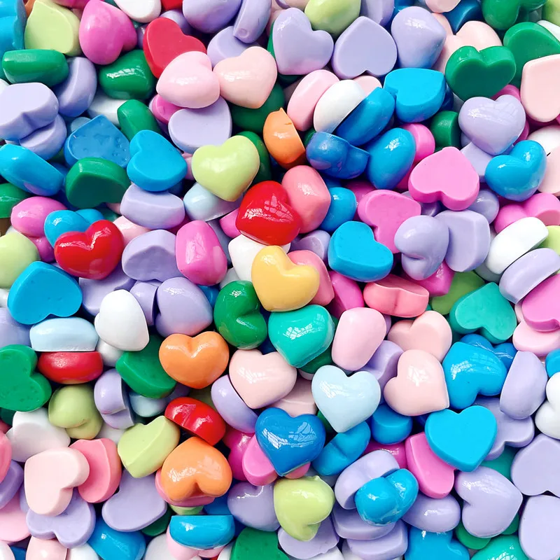 

40Pcs 12MM Resin Love Heart Shape Glossy Stones Multicolour Glue on Gemstones for DIY Ornament Phone Case Accessories Decoration