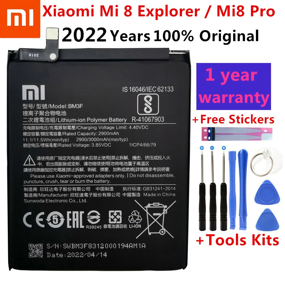

Оригинальный аккумулятор Xiao mi 100% BM3F 3000 мАч для Xiaomi 8 Mi 8 Explorer/Mi8 Pro BM3F сменные батареи для телефона + Инструменты