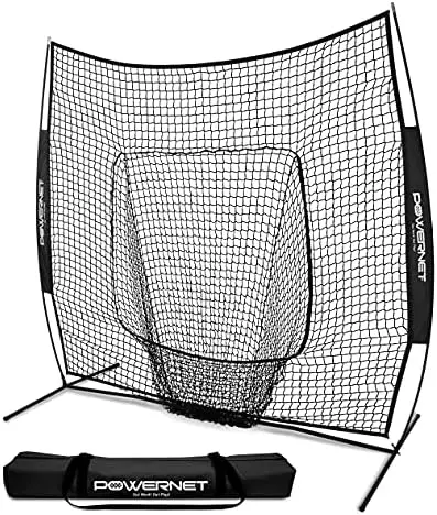 

Baseball Softball Practice Net for Hitting and Throwing with 7x7 Bow Frame