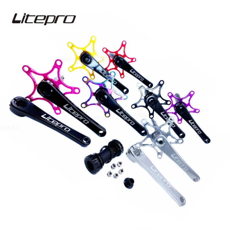 Litepro MTB Integrated Hollow Tech Crankset 530g Ultralight Five Claws Crank 170mm For brompton Folding Bicycle