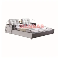 genuine leather multifunctional massage bed frame camas rectangle ultimate camas with bluetooth speaker lamp usb iphone charging