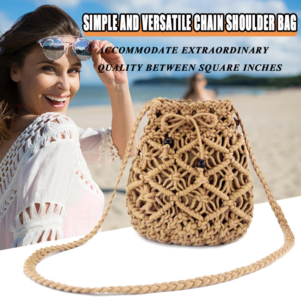 

Сумка-мессенджер через плечо с плетением, маленькая летняя пляжная сумочка-мешок для отпуска