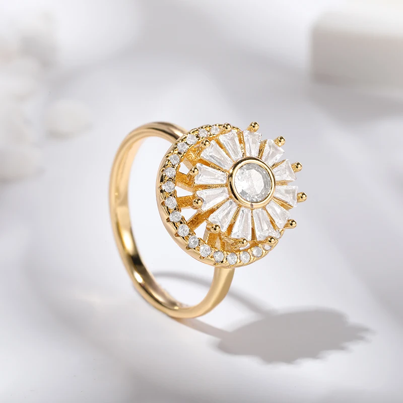 

Daisy Flower Anxiety Ring Rotate Freely Anti Stress Fidget Spinner Rings For Women Girls Fashion Wedding Party Jewelry Wholesale