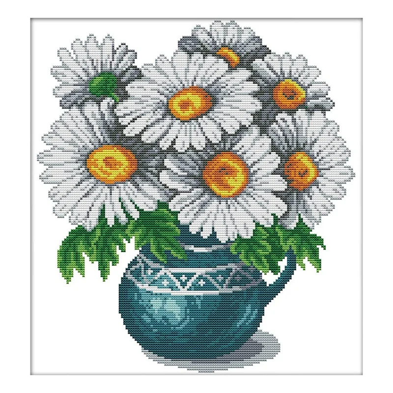

Cross Stitch Kits 11CT Stamped Wild Chrysanthemum Easy Patterns Embroidery for Girls Crafts Supplies Needlework