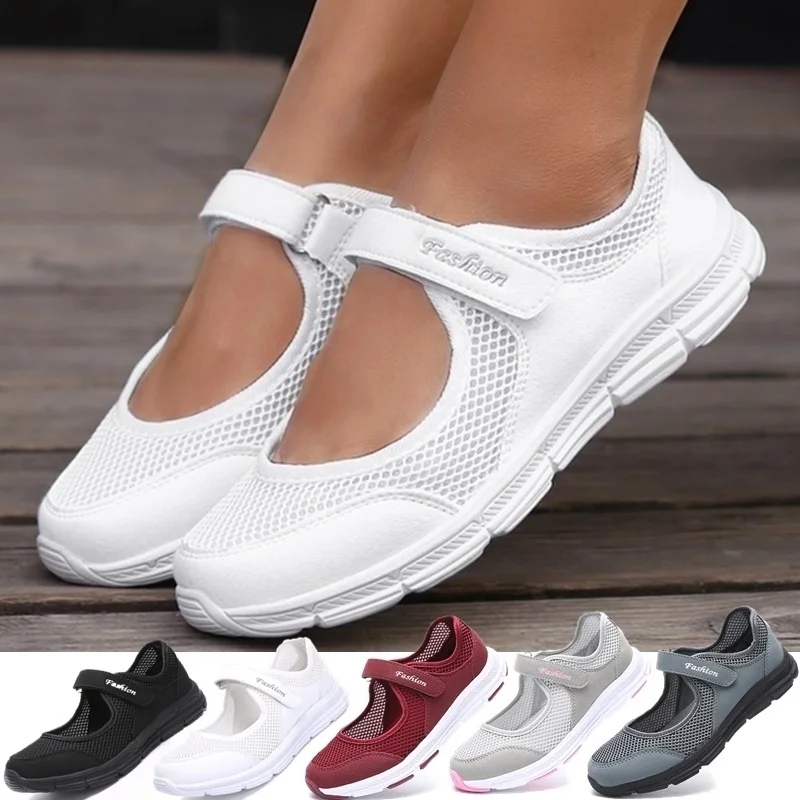 Shoes for Women Mesh Breathable Woman's Casual Shoe Lightweight Flat Bottomed Outdoor Anti Slip Hiking Vulcanized Shoes Zapatos