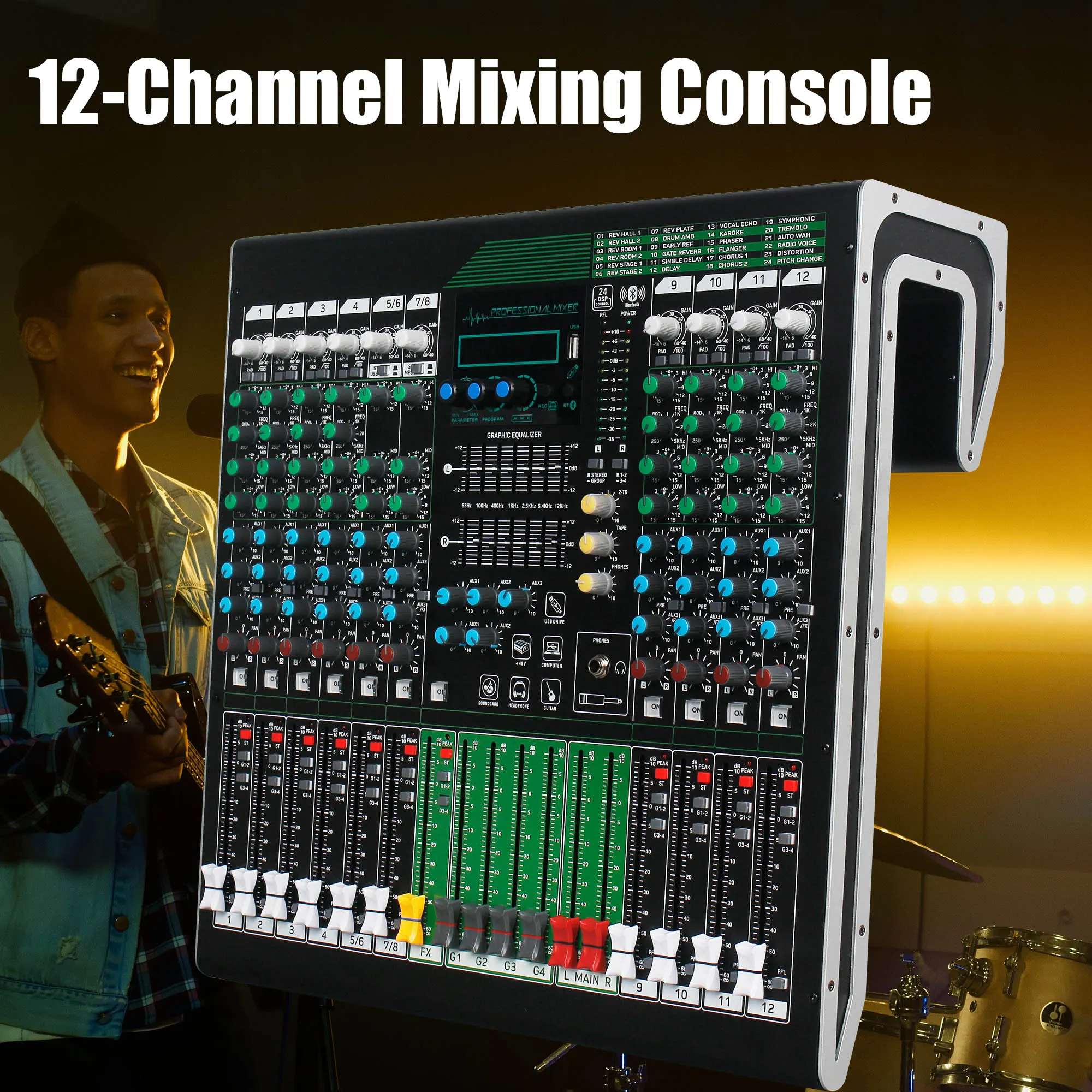

12-канальный Миксер для аудио, профессиональное смешивание, Consola De Audio DJ микшер, эквалайзер, звуковая панель, цифровая звуковая система