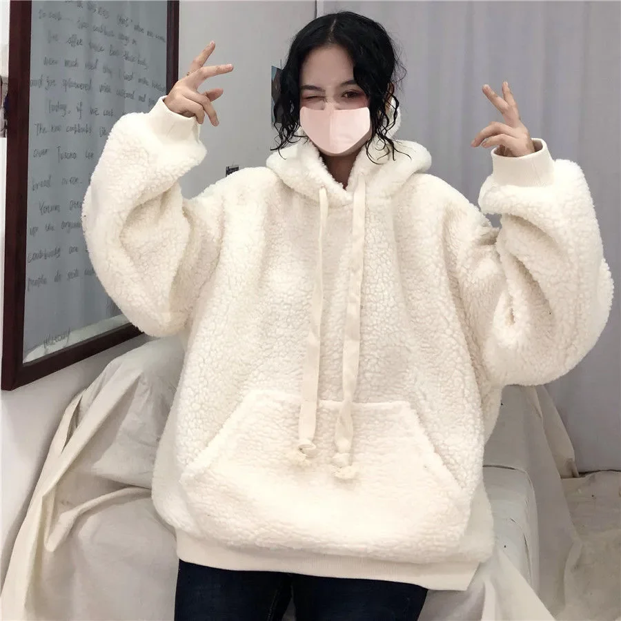 Толстовки женские однотонные уютные универсальные простые повседневные уличные