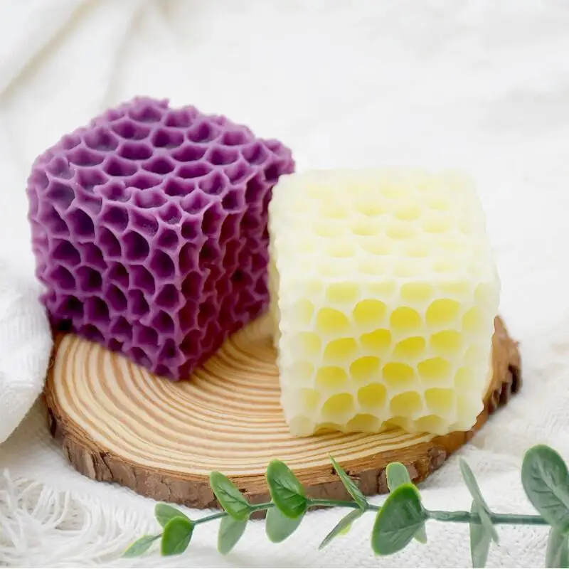 

Cube Honeycomb Scented Candle Plaster Silicone Mold Food Grade Chocolate Mousse 3D Cube Shape Molds Wedding Gift Home Decoration