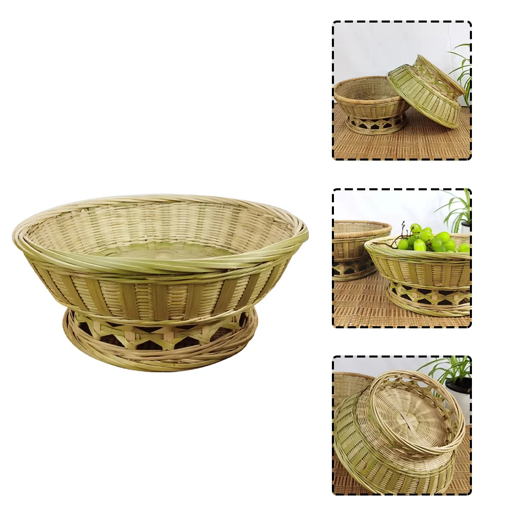 

Basket Fruit Storage Serving Wicker Woven Bread Basketssnack Vegetablesbowl Desktop Tier For