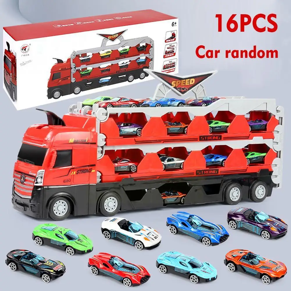 

Mega Hauler Truck Ejection Race Track 16 Cars Kid Deform Children's Boy Car Model Fold Educational Shoot Catapult Alloy Gif E9A4
