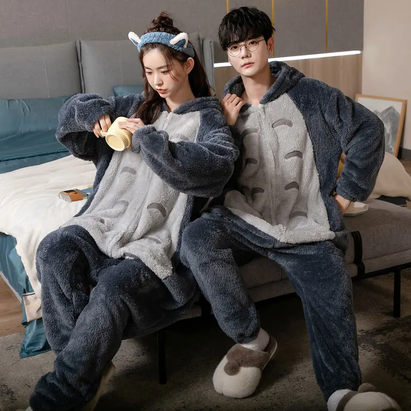 Kigurumi Flannel Onesie Women Men Animal Costume Anime Pajamas Halloween Cosplay Sleepwear Thicken Plush Fleece Winter Jumpsuit