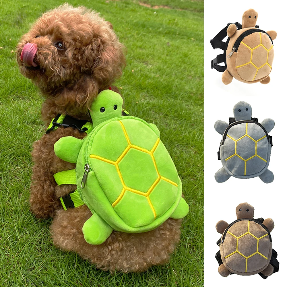 Dog Backpack for Dogs Harness Leash for Small Dog Puppy Pet Backpack Large Capacity Pet Carrier School Bag Cartoon Turtle Shape