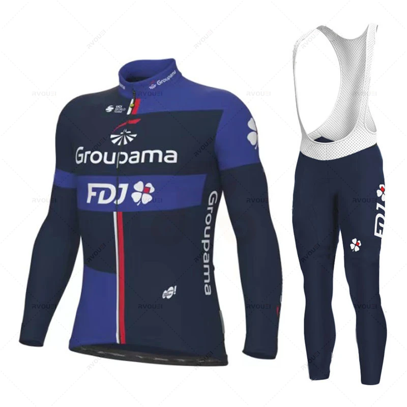 Fdj Pro 2023 Autumn Team Cycling Jersey 19D Bib Set MTB Uniform Bicycle Clothing Quick Dry Bike Clothes Mens Long Cycling Wear
